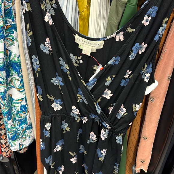 saltwater LUXE Accessories - Saltwater Luxe Black Dress with Blue and Pink Floral